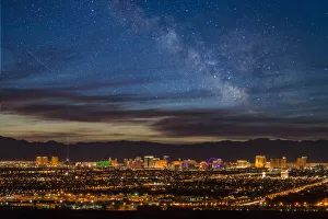 North America, American, USA, Nevada, Las Vegas, The strip, cityscape and Milky way (dm)