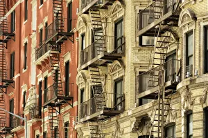 Apartments Prints: North America, East Coast, USA, New York, Manhattan, Brick Building
