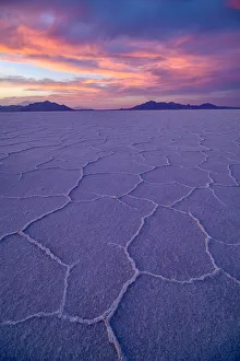 Glow Prints: North America, USA, Great Basin, Utah, Bonneville Salt Flats, Salt lake