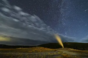 Astro Prints: North America, USA, Wyoming, Yellowstone National Park, Upper Geyser Basin, Old Faithfull