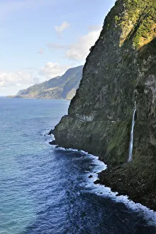 North coast with a waterfall (Veu da Noiva). Madeira, Portugal North coast with a waterfall (Veu da Noiva). Madeira, Portugal