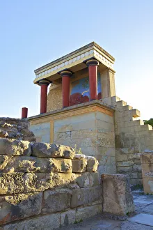 North Entrance With A Charging Bull And Olive Tree Fresco, The Minoan Palace Of Knossos