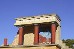 North Entrance With A Charging Bull And Olive Tree Fresco, The Minoan Palace Of Knossos