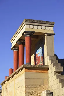North Entrance With A Charging Bull And Olive Tree Fresco, The Minoan Palace Of Knossos