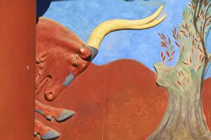 North Entrance With A Charging Bull And Olive Tree Fresco, The Minoan Palace Of Knossos