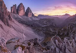 Dolomitic Collection: The north faces of the Tre Cime di Lavaredo (Drei Zinnen) at sunset, Bolzano, South Tyrol