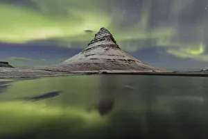 Kirkjufell Prints: Northen Lights over Kirkjufell mountains, Vesturland, Western Iceland