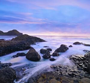 Serene Landscapes Gallery: Northern Ireland, County antrim, Giants causeway at dusk