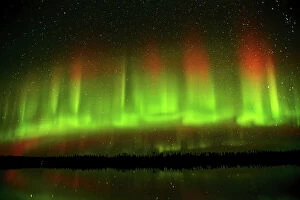 Night Sky Collection: Northern lights or aurora borealis at Klotz Lake Longlac, Ontario, Canada
