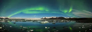 Northern Lights over Jokulsarlon Iceberg Lagoon, Iceland