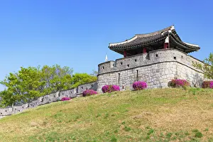 City Walls Prints: Northwestern Pavilion on city walls of Hwaseong Fortress (UNESCO World Heritage Site)