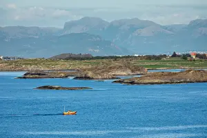 Norway, Rogaland, Stavanger, Boat at the entrance of Stavangers Fjord