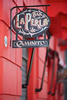 Images Dated 8th November 2022: A detail of the Notable Bar 'La Perla del Caminito', La Boca, Buenos Aires, Argentina