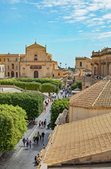 Piazza Duomo Prints: Noto city centre, elevated view, Noto, Noto Valley, Sicily, Italy