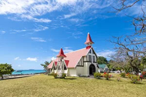 The Notre Dame Auxiliatrice church, Cap Malheureux, Riviere du Rempart, Mauritius, Africa