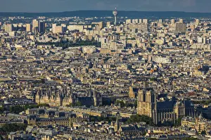 Montparnasse Tower Prints: Notre Dame Cathedral & Hotel de Ville from Montparnasse Tower, Paris, France