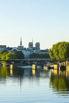 River Seine Prints: Notre Dame Cathedral & Pont des Arts, Paris, France