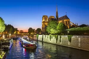 Paris Gallery: Notre Dame cathedral and the River Seine, Paris, France, Europe