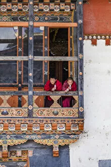 Images Dated 27th May 2020: Novice Monks (Child monks) in Gangteng Monastery, Phobjikha Valley, Bhutan