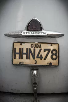 Images Dated 25th January 2013: Number plate of classic 50s car, Havana, Cuba