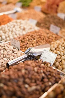 Nuts for sale, La Boqueria Market, Barcelona, Spain