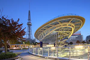 Honshu Gallery: Oasis 21 bus terminal and Nagoya TV Tower at dawn, Nagoya, Japan