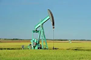 Oats & oil pump jack Carlyle, Saskatchewan, Canada