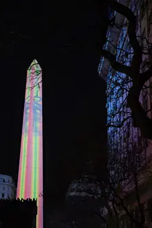 Obelisco Prints: The Obelisk monument illuminated in occasion of the artistic exhibition of Julio Le Parc