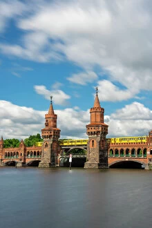 Images Dated 16th May 2023: Oberbaum Bridge over Spree River against sky, Friedrichshain-Kreuzberg, Berlin, Germany