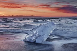 Altantic Prints: Ocean coast with iceblocks washed ashore - Iceland, Eastern Region