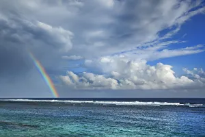 Mascarene Islands Prints: Ocean impression with rainbow - France, Reunion, Saint-Pierre