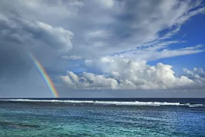 Images Dated 4th March 2021: Ocean impression with rainbow - France, Reunion, Saint-Pierre