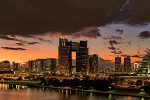Odaiba Prints: Odaiba Skyline at Sunset, Tokyo, Japan