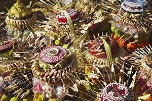 Images Dated 19th September 2011: Offerings of fruit at temple ceremony, Bali, Indonesia
