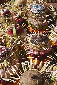 Images Dated 19th September 2011: Offerings of fruit at temple ceremony, Bali, Indonesia