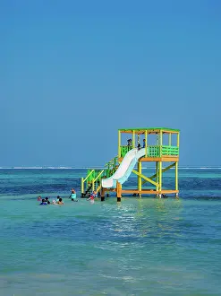 Cayo Ambergris Prints: Offshore slide in San Pedro Town, Ambergris Caye, Belize District, Belize