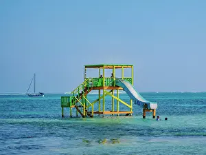 Cayo Ambergris Prints: Offshore slide in San Pedro Town, Ambergris Caye, Belize District, Belize