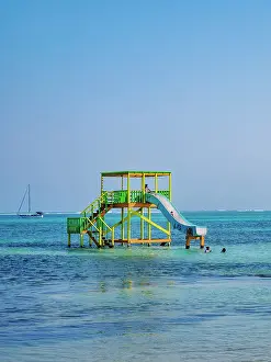 Cayo Ambergris Prints: Offshore slide in San Pedro Town, Ambergris Caye, Belize District, Belize