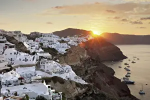 Aegean Prints: Oia and Finikia at sunrise, Santorini, Cyclades Islands, Greece, Europe