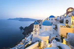 Images Dated 29th July 2021: Oia, Santorini, Cyclades, Greece Oia at dusk