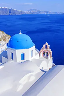 Oia village, elevated view, Oia, Santorini, Cyclades Islands, Greece