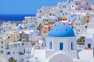 Images Dated 11th July 2013: Oia village, elevated view, Oia, Santorini, Cyclades Islands, Greece, Europe