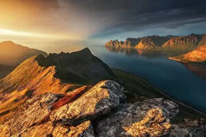 Hiking Collection: The Okshornan peaks seen from the top of Husfjellet. Senja Island, Norway