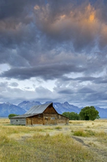 Old Barn and Teton Mountain Range, Jackson Hole, Wyoming, USA Old Barn and Teton Mountain Range, Jackson Hole, Wyoming, USA