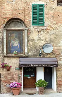 Montalcino Prints: Old building in the ancient village of Montisi now a small hotel