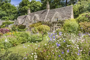 Cotswolds Prints: Old cottages in Bibury, Cotswolds, Gloucestershire, England
