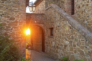 Old country house at sunset in Montefollonico, Siena, Toscana
