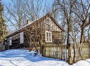 Lublin Voivodeship Prints: Old Countryside House at winter time, Serniki, Lublin Voivodeship, Poland