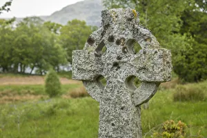 Stirling Prints: Old cross at Trossachs Church on the north bank of Loch Achray, Stirling, Scotland