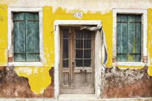 Venezia Collection: Old Door & Green Shutters, Burano, Venice, Italy